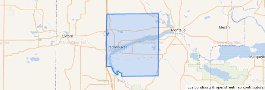 Mapa de ubicacion de Town of Packwaukee.