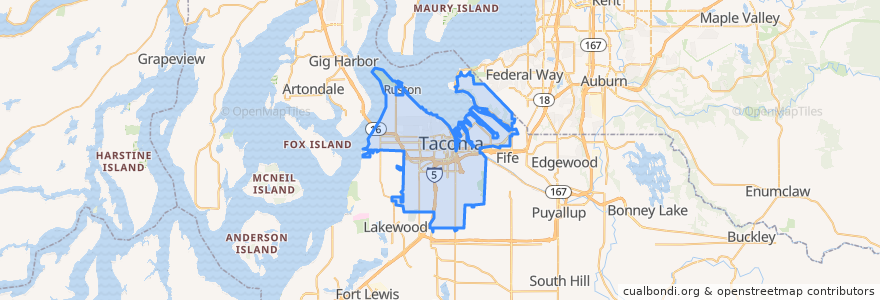 Mapa de ubicacion de Tacoma.