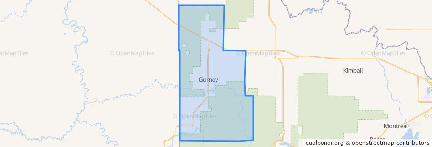 Mapa de ubicacion de Town of Gurney.