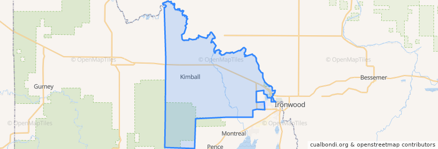 Mapa de ubicacion de Town of Kimball.