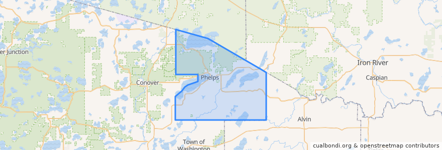 Mapa de ubicacion de Town of Phelps.