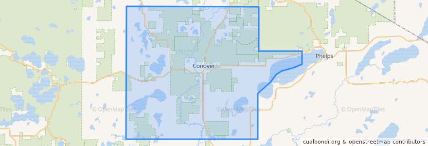 Mapa de ubicacion de Town of Conover.