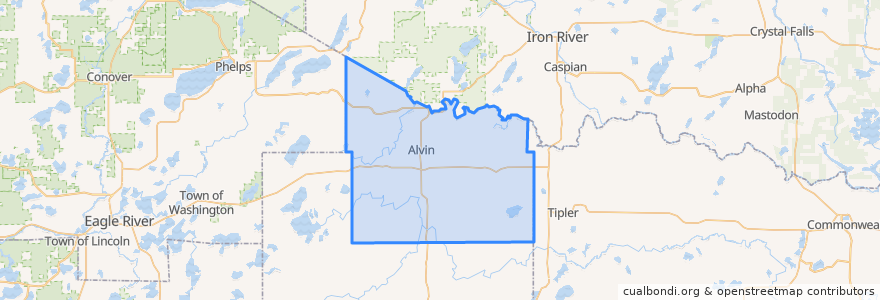 Mapa de ubicacion de Town of Alvin.