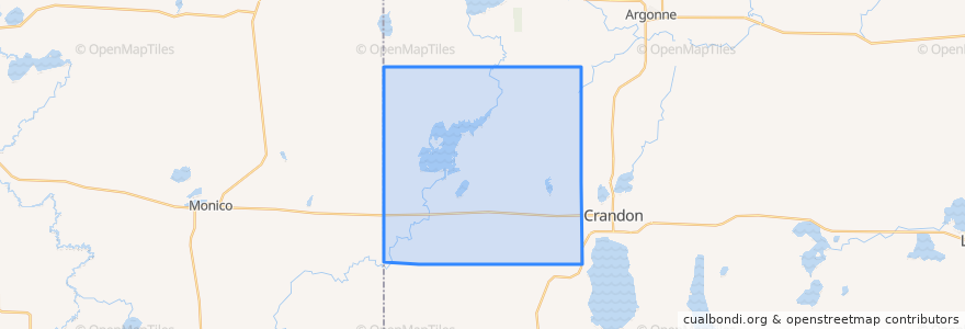Mapa de ubicacion de Town of Crandon.