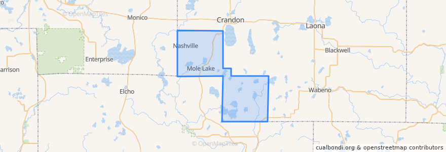 Mapa de ubicacion de Town of Nashville.