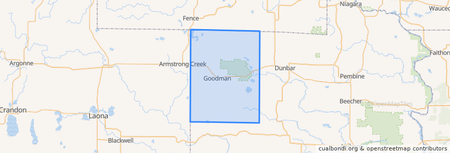 Mapa de ubicacion de Town of Goodman.