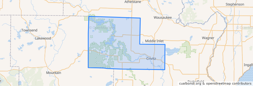 Mapa de ubicacion de Town of Stephenson.