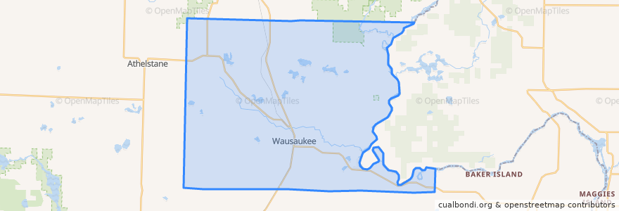 Mapa de ubicacion de Town of Wausaukee.