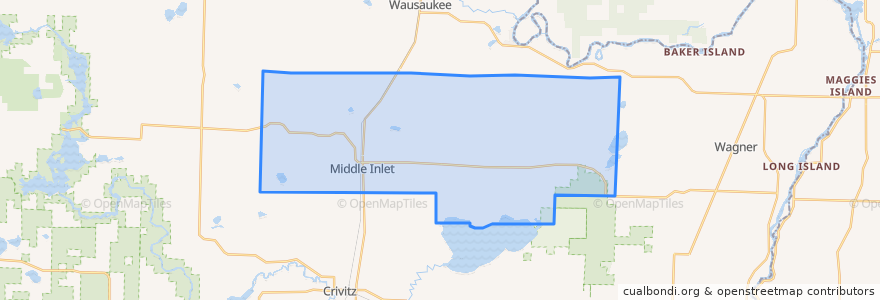 Mapa de ubicacion de Town of Middle Inlet.