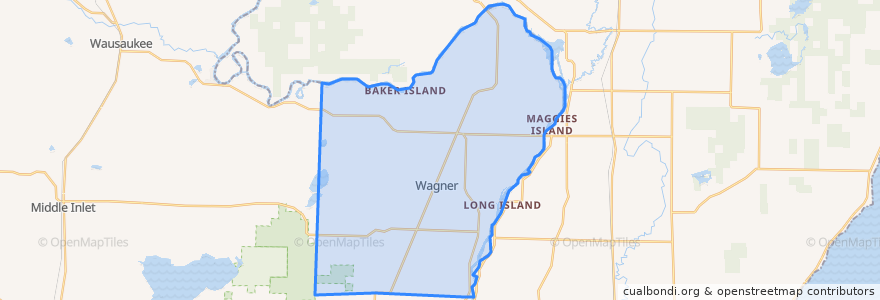 Mapa de ubicacion de Town of Wagner.