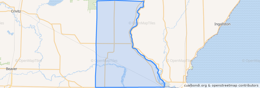 Mapa de ubicacion de Town of Porterfield.