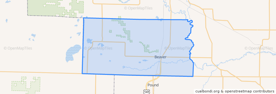 Mapa de ubicacion de Town of Beaver.