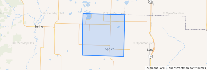 Mapa de ubicacion de Town of Spruce.