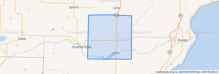 Mapa de ubicacion de Town of Stiles.
