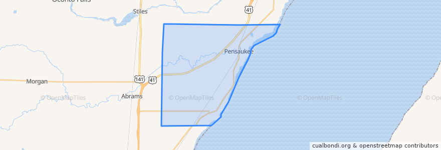 Mapa de ubicacion de Town of Pensaukee.