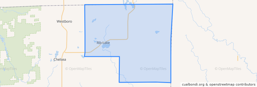 Mapa de ubicacion de Town of Rib Lake.
