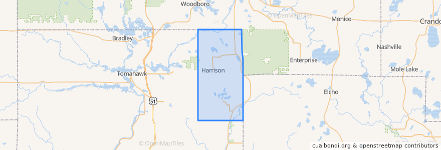 Mapa de ubicacion de Town of Harrison.