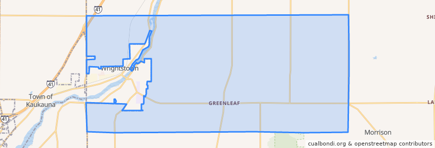 Mapa de ubicacion de Town of Wrightstown.