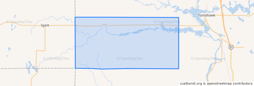 Mapa de ubicacion de Town of Tomahawk.