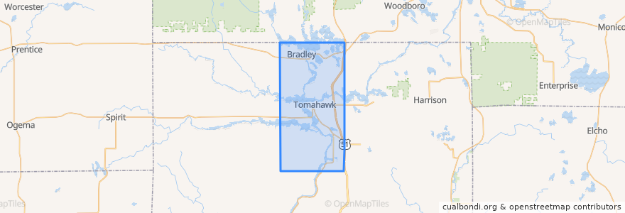 Mapa de ubicacion de Town of Bradley.