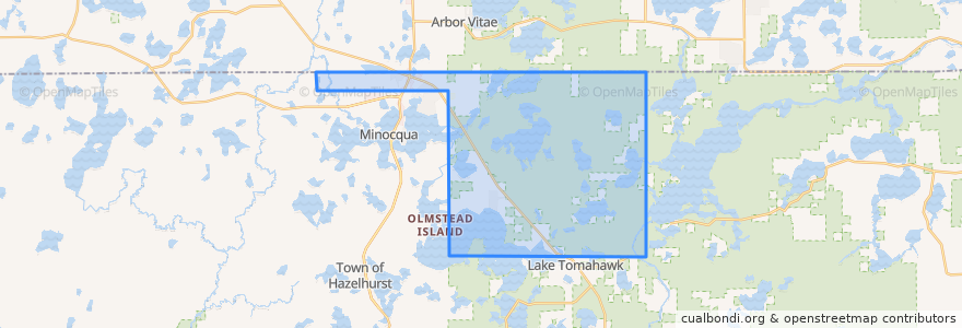 Mapa de ubicacion de Town of Woodruff.