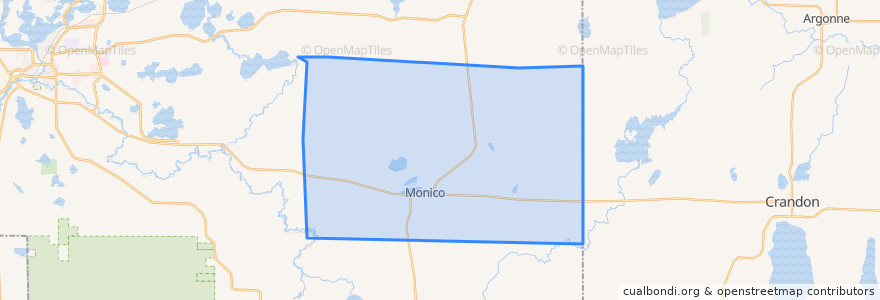 Mapa de ubicacion de Town of Monico.