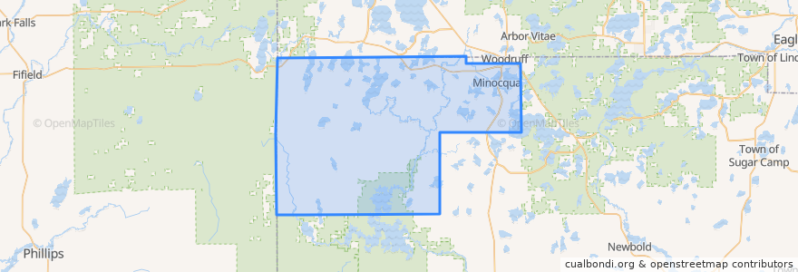 Mapa de ubicacion de Town of Minoqua.