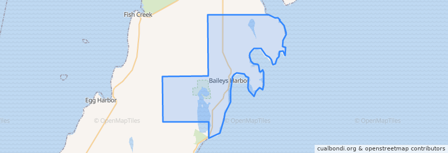 Mapa de ubicacion de Town of Baileys Harbor.