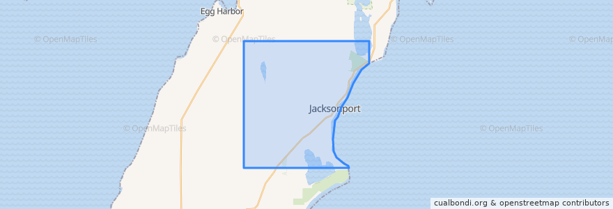 Mapa de ubicacion de Town of Jacksonport.