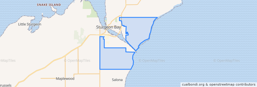 Mapa de ubicacion de Town of Sturgeon Bay.