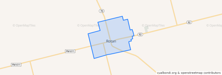 Mapa de ubicacion de Rotan.