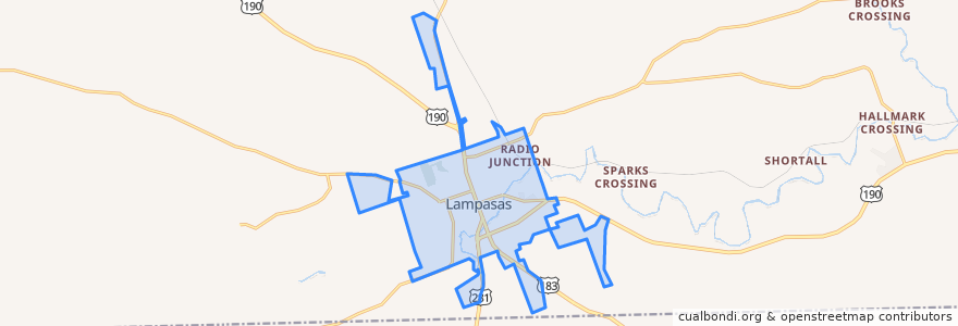 Mapa de ubicacion de Lampasas.