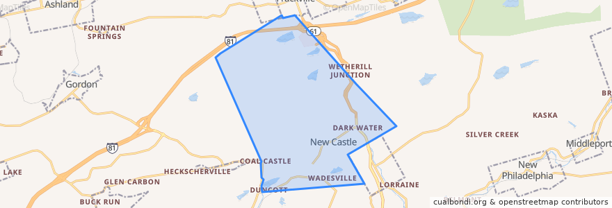 Mapa de ubicacion de New Castle Township.