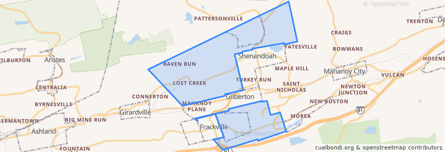 Mapa de ubicacion de West Mahanoy Township.