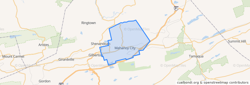 Mapa de ubicacion de Mahanoy Township.