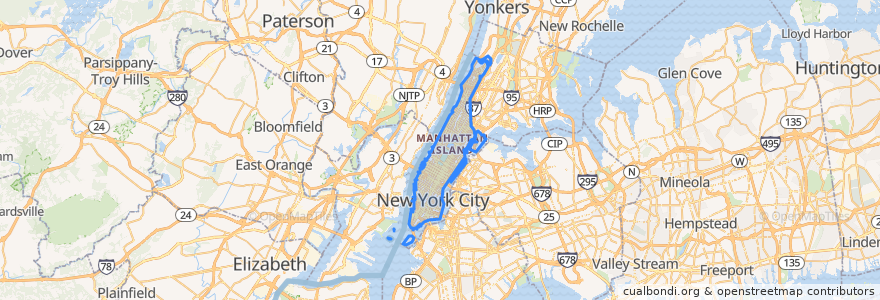 Mapa de ubicacion de Manhattan.