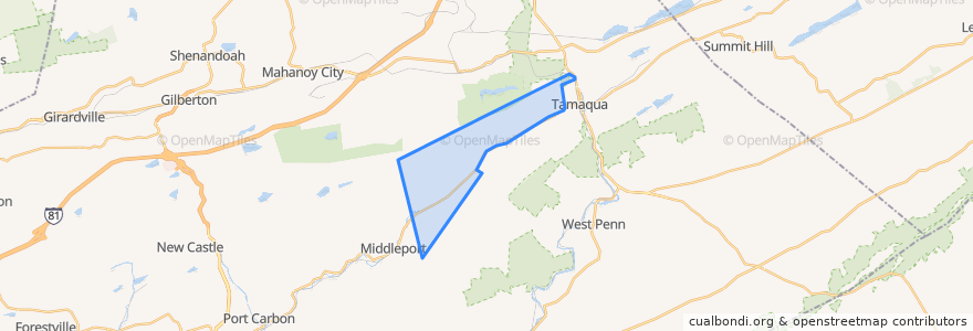 Mapa de ubicacion de Schuylkill Township.