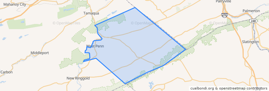 Mapa de ubicacion de West Penn Township.