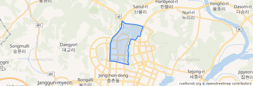 Mapa de ubicacion de 아름동.