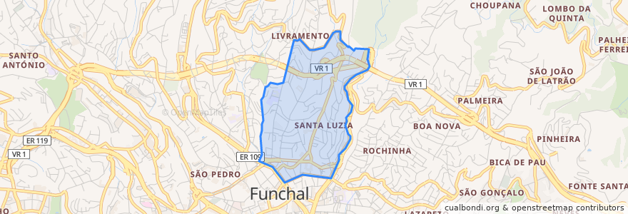 Mapa de ubicacion de Funchal (Santa Luzia).