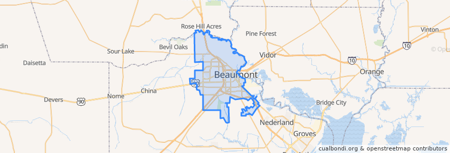 Mapa de ubicacion de Beaumont.