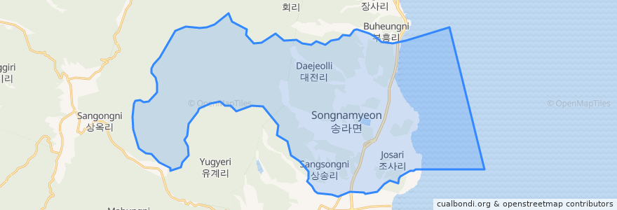 Mapa de ubicacion de 송라면.