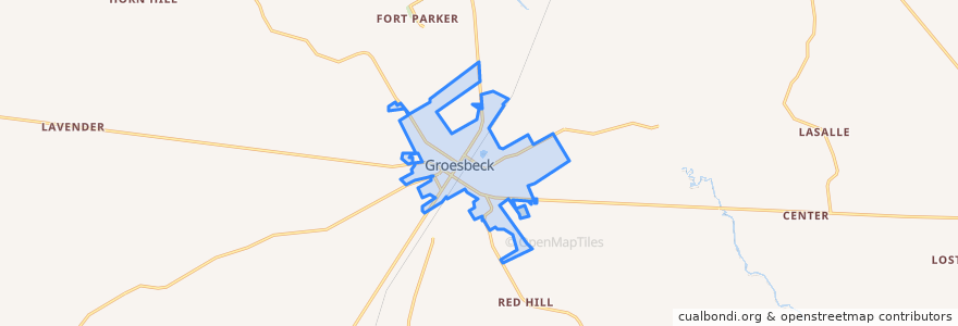 Mapa de ubicacion de Groesbeck.