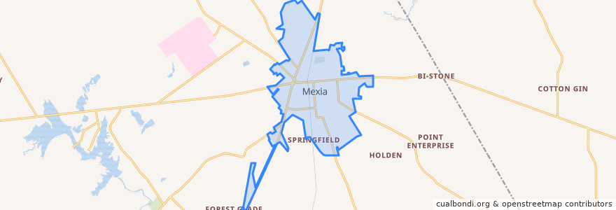 Mapa de ubicacion de Mexia.