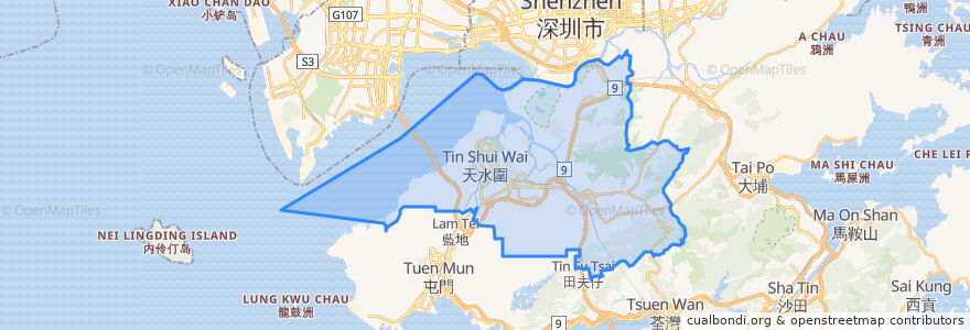 Mapa de ubicacion de 元朗區 Yuen Long District.