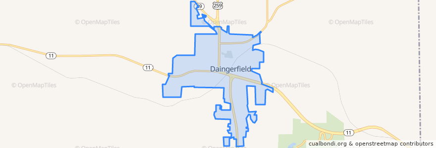 Mapa de ubicacion de Daingerfield.