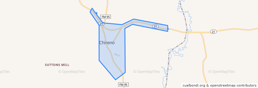 Mapa de ubicacion de Chireno.