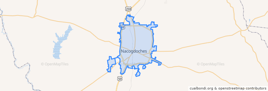Mapa de ubicacion de Nacogdoches.