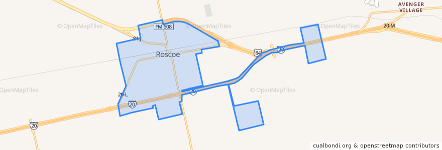 Mapa de ubicacion de Roscoe.