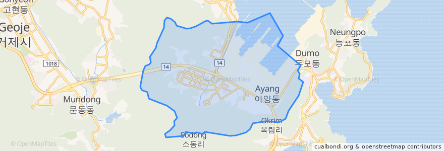 Mapa de ubicacion de 아주동.